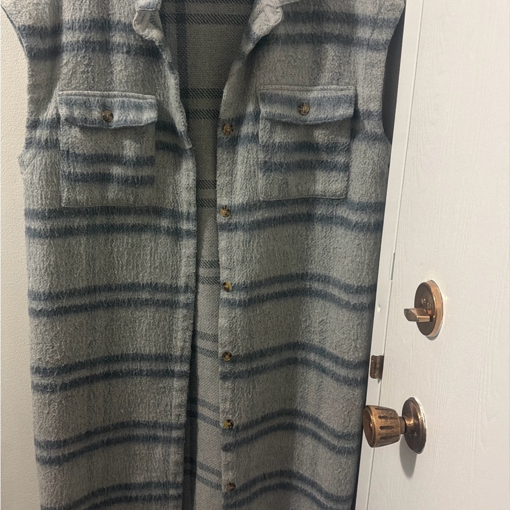 Noisy may Gray and Blue Striped Vest